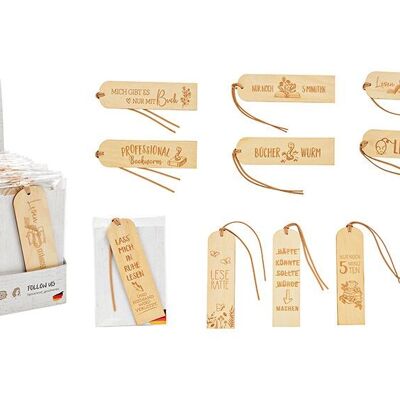 Expositor de cartón equipado con 40 marcapáginas de madera natural, 10 veces, (An/AlxP) 16x4,5x0,3cm