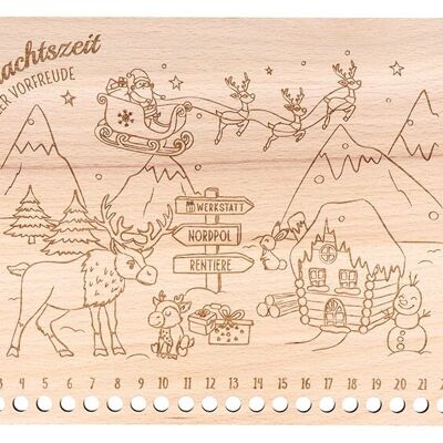 Advent calendar "Christmas time full of anticipation" made of real wood with cord (W/H) 33x23cm