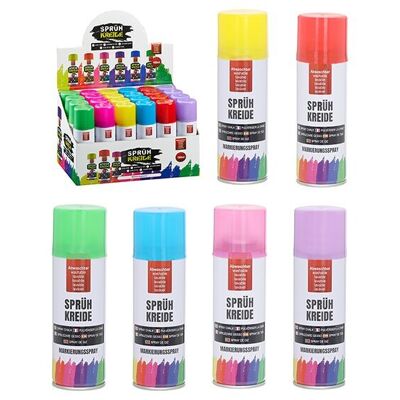 Gesso spray, 100 ml, bomboletta da 175 ml, solubile in acqua, in plastica rosso, giallo, verde, viola, rosa, blu 6 volte, (L/A/P) 4x15x4 cm, VOC 32%, per marcature a breve termine