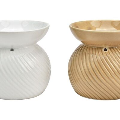 Lampada con profumo in ceramica beige, blanche double, (L/H/P) 10x11x10cm