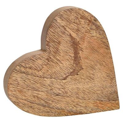 Corazón de madera de mango marrón (An / Al / Pr) 15x2x15cm