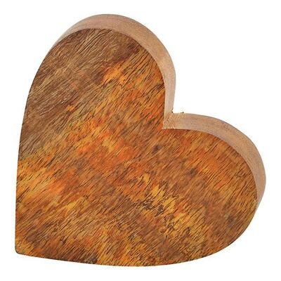 Corazón de madera de mango marrón (An / Al / Pr) 10x2x10cm