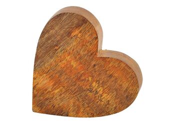 Coeur en bois de manguier marron (L / H / P) 10x2x10cm