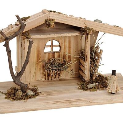 Casetta per presepe in legno di pino naturale (L/A/P) 41x22x19 cm