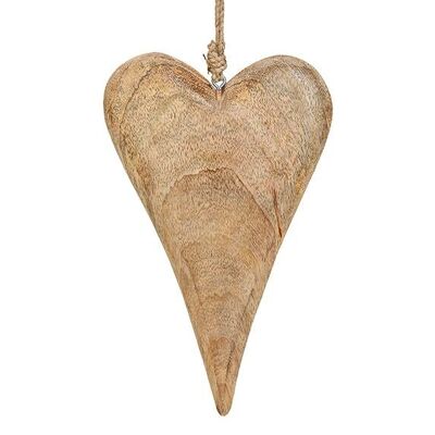 Percha corazón de madera de mango marrón (An / Al / Pr) 15x26x2cm