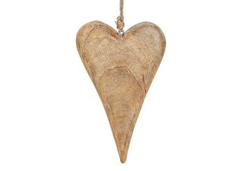 Coeur de suspension en bois de manguier brun (L / H / P) 15x26x2cm