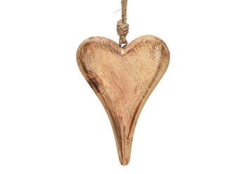 Coeur de suspension en bois de manguier brun (L / H / P) 10x15x2cm
