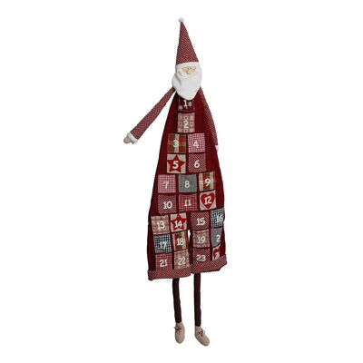 Calendario dell'avvento, Babbo Natale in peluche e tessuto, 120 cm