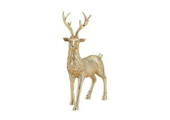 Cerf en or en poly, L19 x P9 x H28 cm