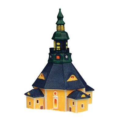 Iglesia en Seiffen/Erzgebirge de porcelana, 17 x 26 cm