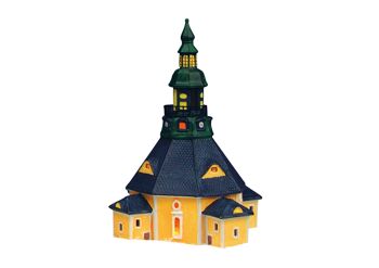 Église de Seiffen/Erzgebirge en porcelaine, L17 x P26 cm