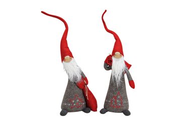 Père Noël en textile/plastique gris, 2 fois assorti (L/H/P) 13x58x10 cm