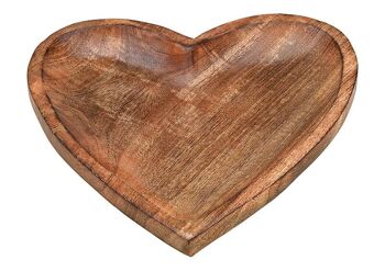 Bol cœur décoratif en bois de manguier en bois marron (L/H/P) 26x3x26cm