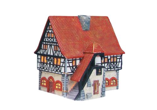 Rathaus in Schifferstadt aus Porzellan, B12 x T16 x H16 cm