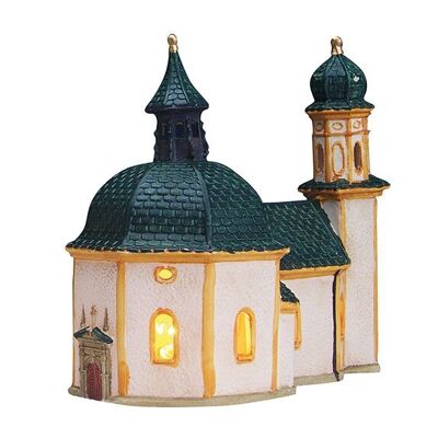 Seekirche en Seefeld/Tirol de porcelana, 20 x 11 x 21 cm