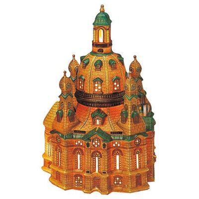 Farol Frauenkirche Dresden iluminado de porcelana, 17 x 16 x 26 cm