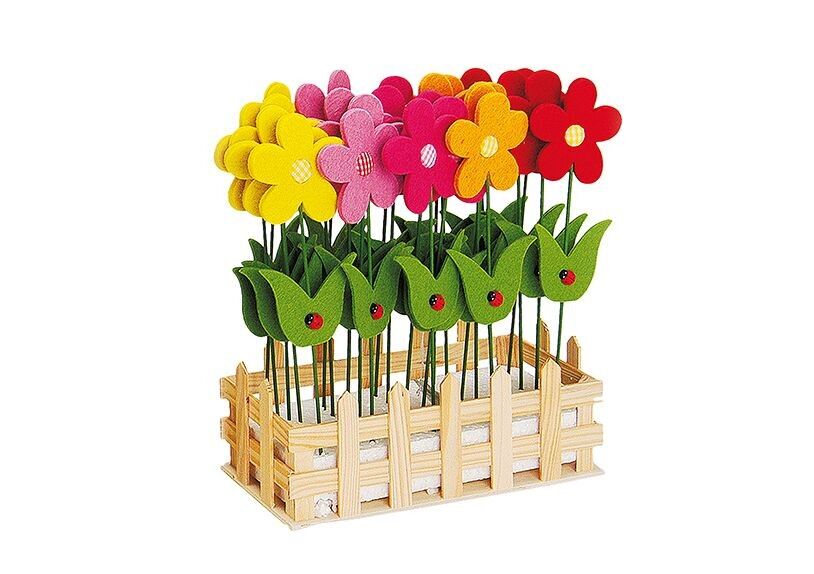 Fiore in feltro con tassello, assortiti, L6 x H25 cm