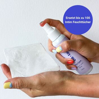 Spray intime comme remplacement durable des lingettes de soins intimes d'ohtastic (30ml) 2