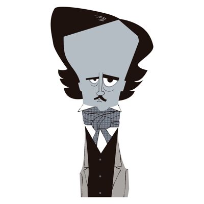 Illustration "Edgar Alan Poe" par Mikel Casal. Reproduction A5 signée