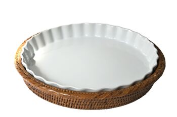 Tourtière XL porcelaine et rotin miel Irra 1