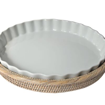 Tourtière XL porcelaine et rotin white Irra