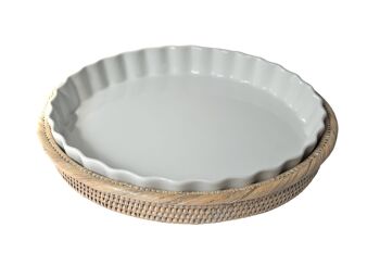 Tourtière XL porcelaine et rotin white Irra