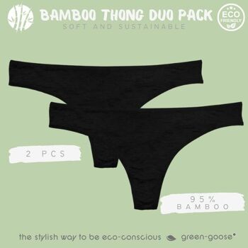 green-goose String en bambou pour femme | 2 pièces | Noir 2
