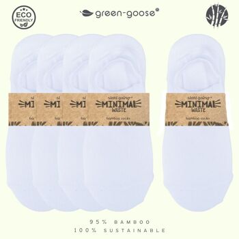 green-goose Chaussons longs en bambou pour femme | Blanc | 5 paires | Taille 35-39 2