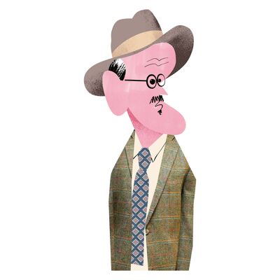 Illustration "James Joyce" par Mikel Casal. Reproduction A5 signée