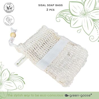 green-goose Sacs à savon en sisal avec bande | 2 pièces 3