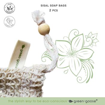green-goose Sacs à savon en sisal avec bande | 2 pièces 4