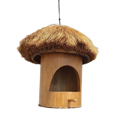 Mangeoire/maison pour oiseaux, bambou (maison et noix de coco, 30 cm