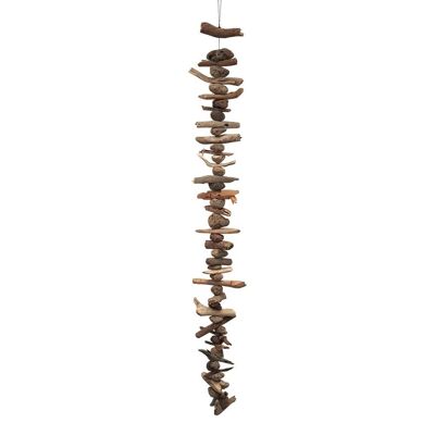 Mobile en bois flotté et pierre ponce, hauteur de suspension 100 cm