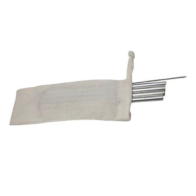 Pajitas reutilizables de aluminio, 20 cm, juego de 4, con cepillo de limpieza y bolsa de algodón con cremallera