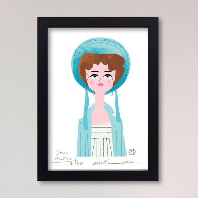 Illustration "Jane Austen" von Mikel Casal. A5 Reproduktion signiert