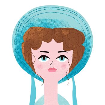 Illustration "Jane Austen" par Mikel Casal. Reproduction A5 signée 3