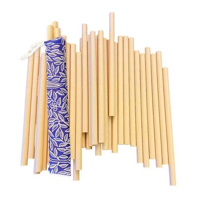 Pajitas De Bambú Desechables, 197x10mm, 50 Unidades