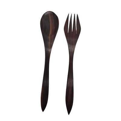 Couverts à salade en bois Sono, marron naturel, 30 cm