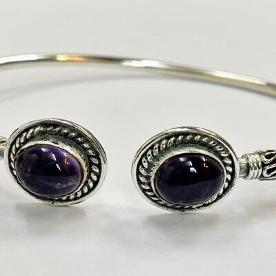 Bracciale rigido ovale Boho regolabile placcato in argento