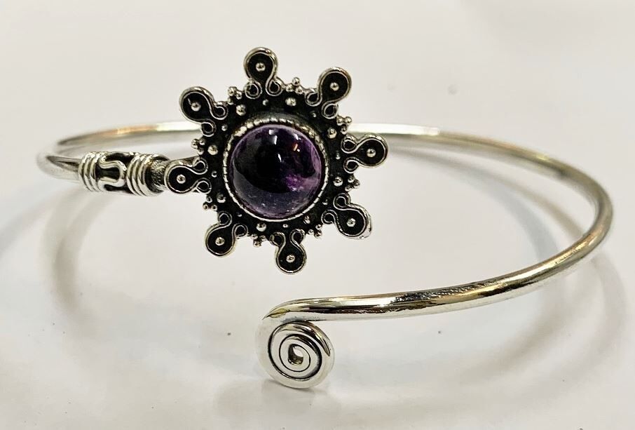 Bracciale rigido a spirale regolabile Sunburst placcato in argento