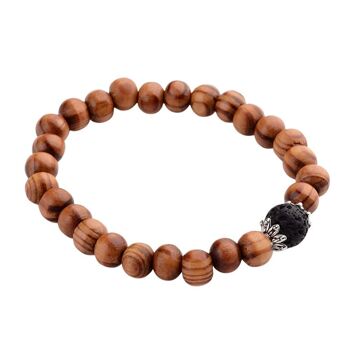 Bracelet en bois avec pierre de lave