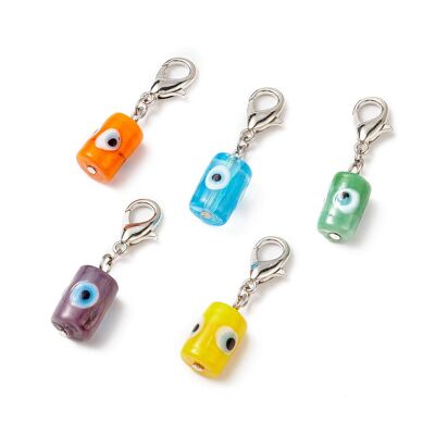 Portachiavi a colonna con lampwork Evil Eye, colori assortiti