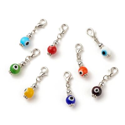 Evil Eye Hanging Lampwork Ball portachiavi, colori assortiti