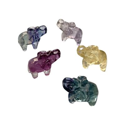 Regenbogen-Fluorit-Mini-Elefant, 1,5 x 1 cm