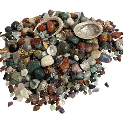 Confettis en cristal, 1 kg, avec 2 coquilles d'ormeau