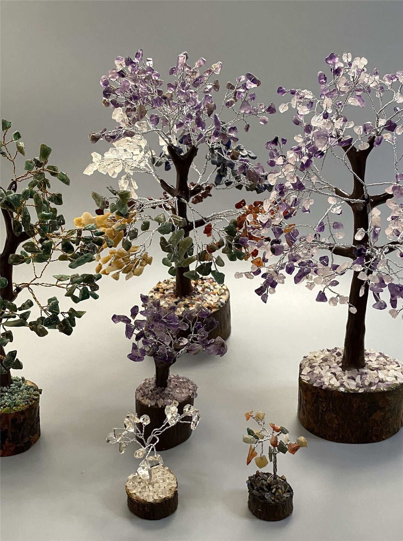 Albero di pietre preziose, 5000 perline, ametista e quarzo rosa