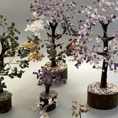 Arbre de pierres précieuses, 5000 perles, améthyste et quartz rose