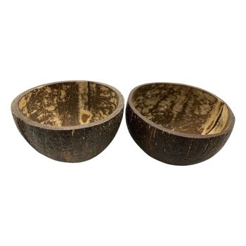 Bol en noix de coco, finition texturée naturelle, petit, diamètre 8-10 cm