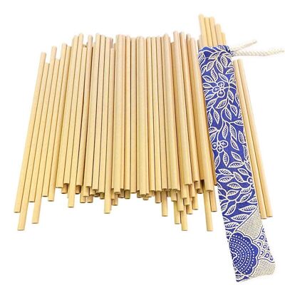 Pajitas De Bambú Desechables, 197x6mm, 100 Unidades