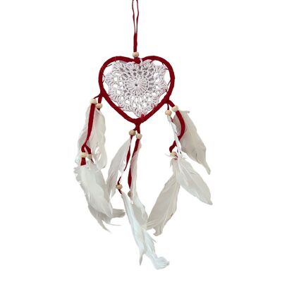 Atrapasueños en forma de corazón, 9 cm, rojo